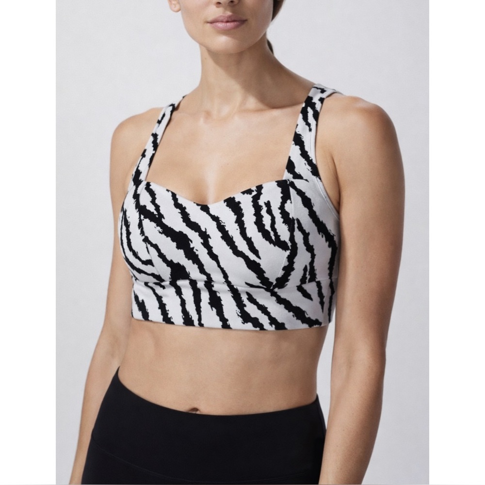MICHI | Instinct Tiger Print Longline Bra in Black/White, Size Small